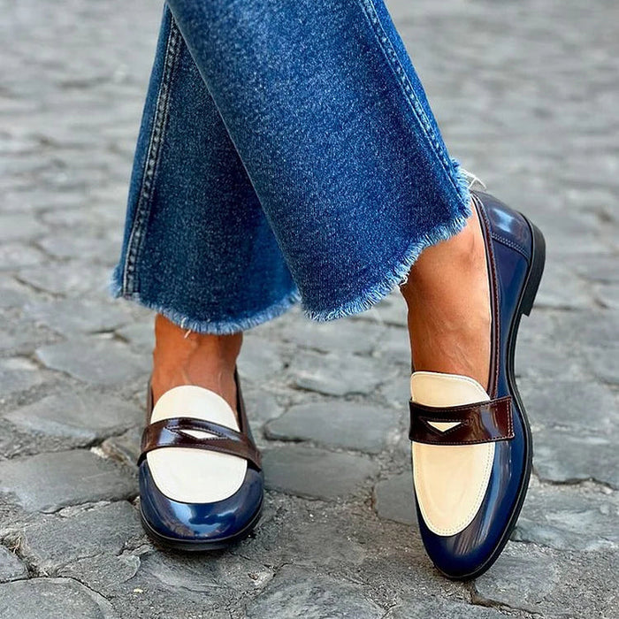 Women's Two-Tone Loafers with Slip-On Design