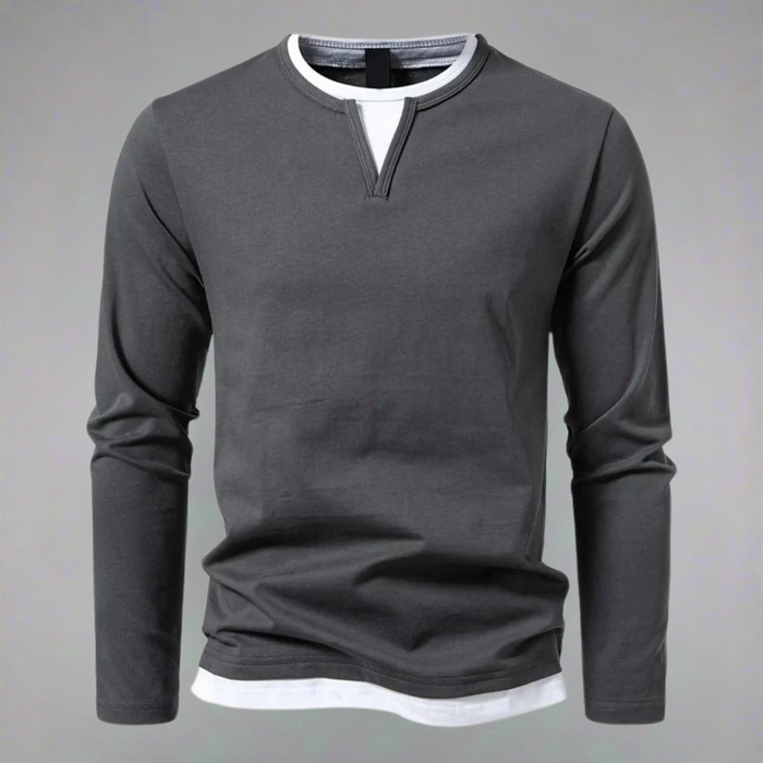 Men's V-Neck Long Sleeve Layered Look Top