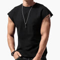 Men’s Sleeveless T-Shirt with Round Neck and Plain Surface