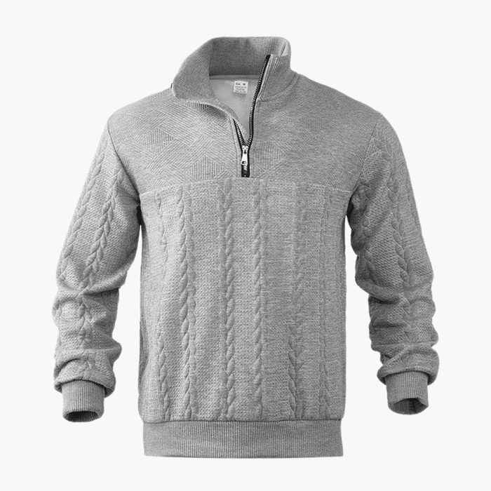 Men’s Cable Knit Jumper with Half-Zip Neckline