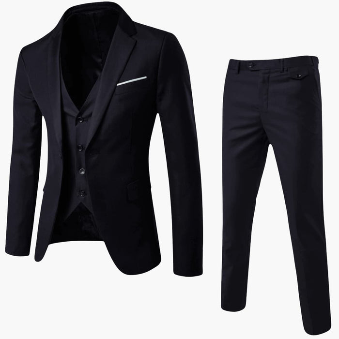 Men’s Three-Piece Suit with Jacket and Waistcoat