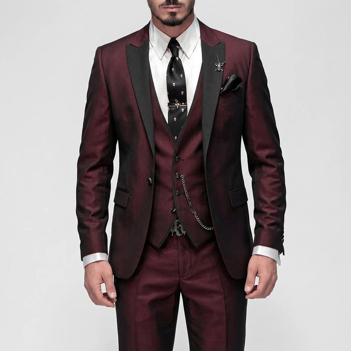Men's 3-Piece Formal Suit with Contrast Lapels