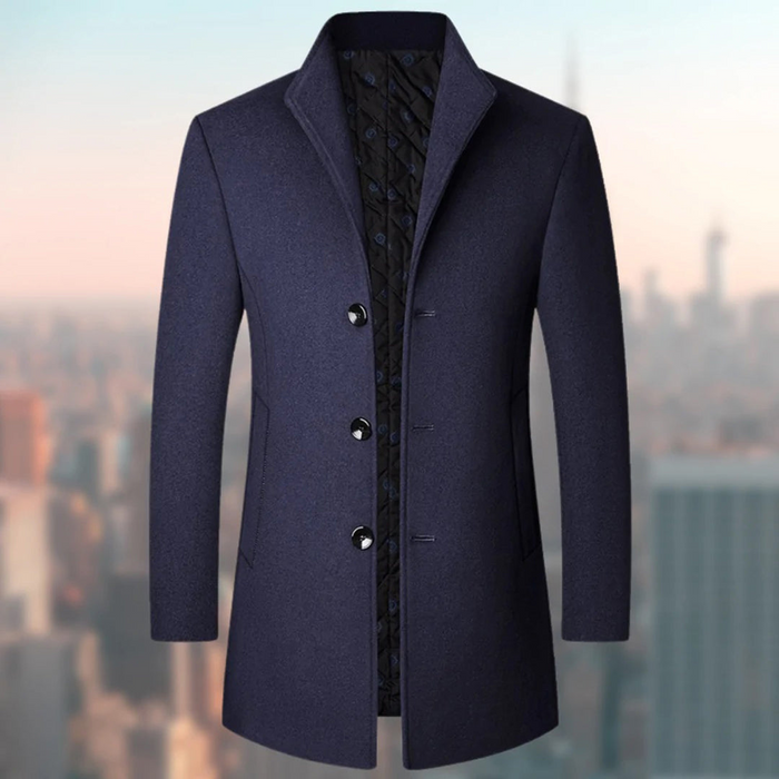 Men's Single-Breasted Coat with Notch Lapel