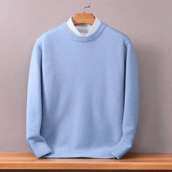 Men's Crew Neck Jumper with Ribbed Hem and Cuffs