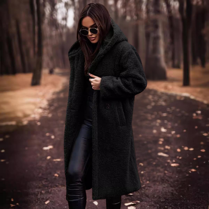 Women's Long Hooded Teddy Coat Cosy Winter Outerwear