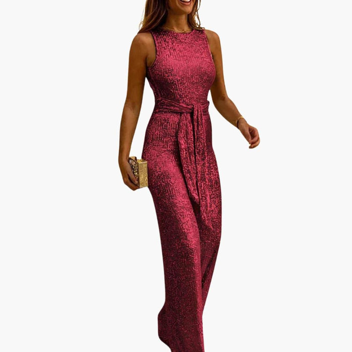 Women’s Jumpsuit with Tie Belt and Long Legs
