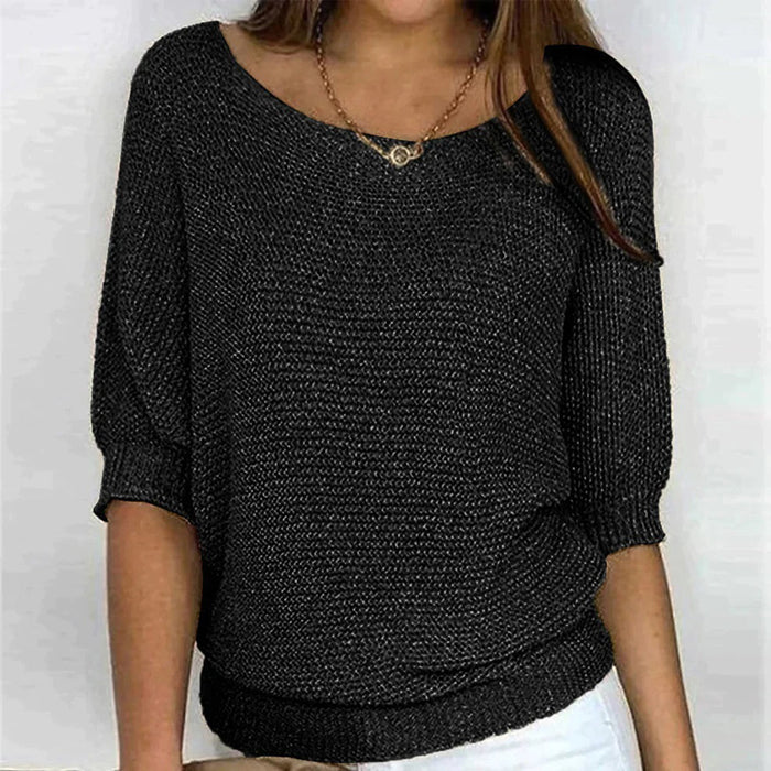 Women's Ribbed Oversized Jumper with Crew Neck
