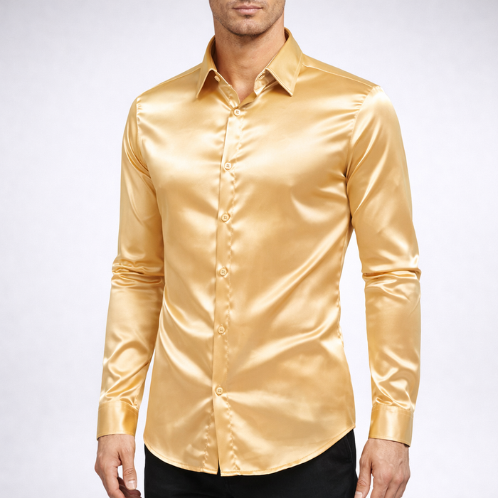 Men's Long-Sleeve Button-Down Shirt with Spread Collar
