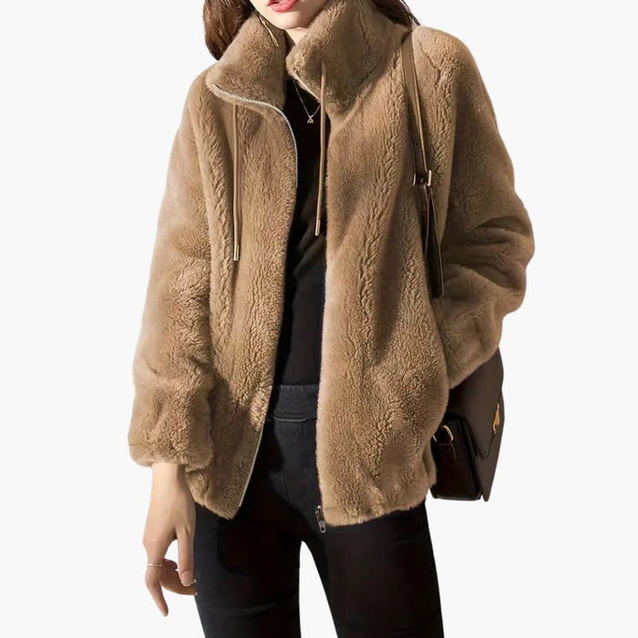 Women’s Teddy Coat with Zipper and Drawstring
