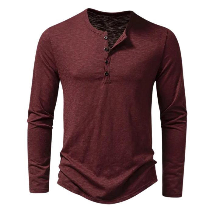 Men's Henley T-Shirt Long Sleeve Button Placket