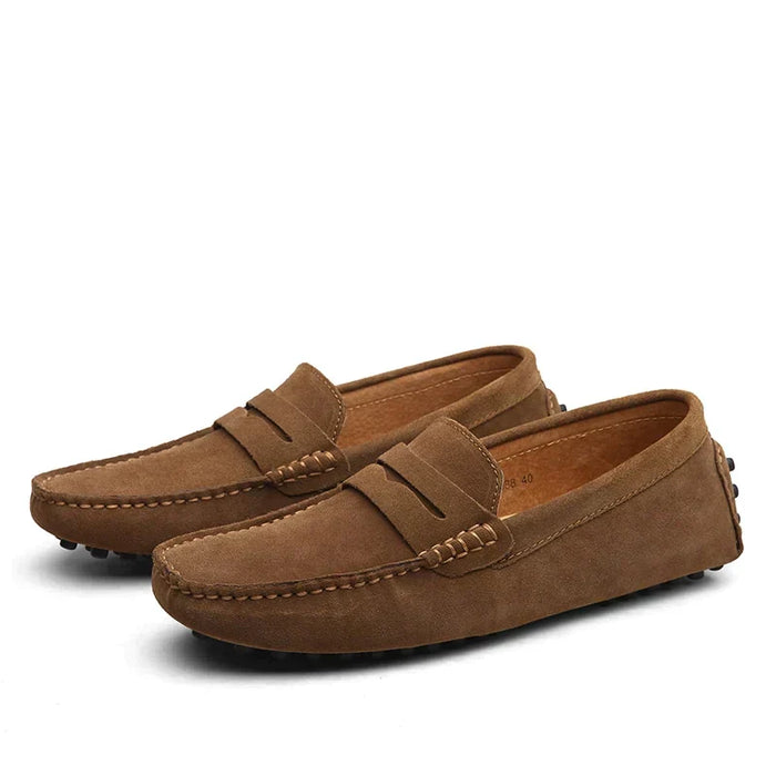 Men's Suede Loafers with Slip-On Design and Penny Strap