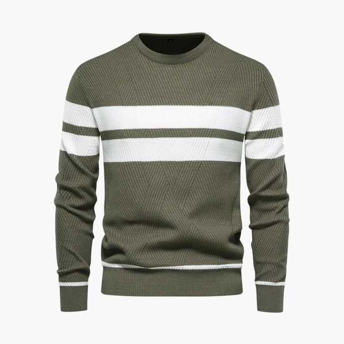 Men’s Striped Knit Jumper with Crew Neck
