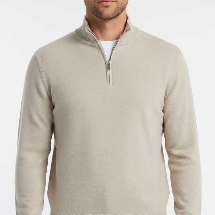Men's Half-Zip Jumper with Ribbed Collar