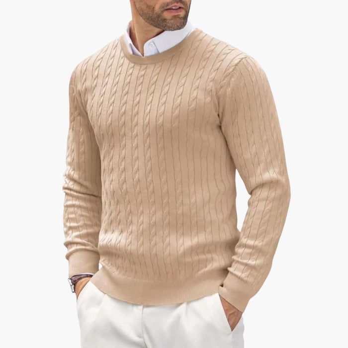 Men's Crew Neck Jumper with Cable Knit