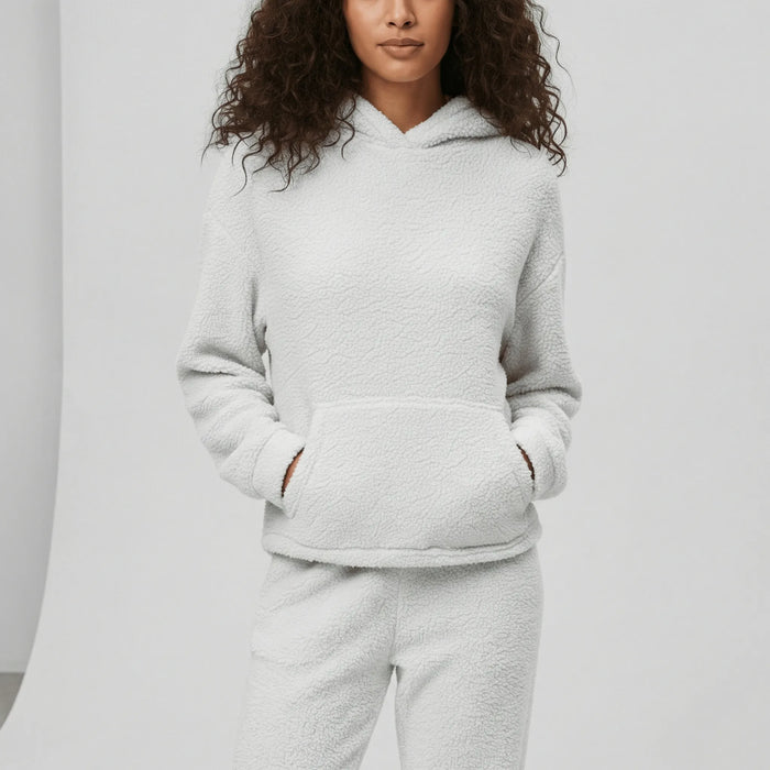 Women's Longline Hooded Loungewear Set with Kangaroo Pocket