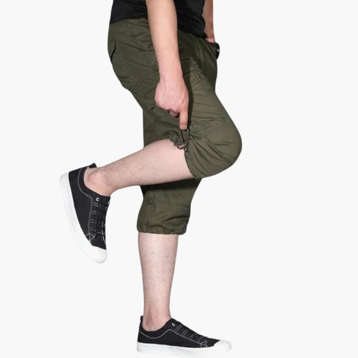 Men's 3/4 Cargo Trousers with Zipper and Multiple Pockets