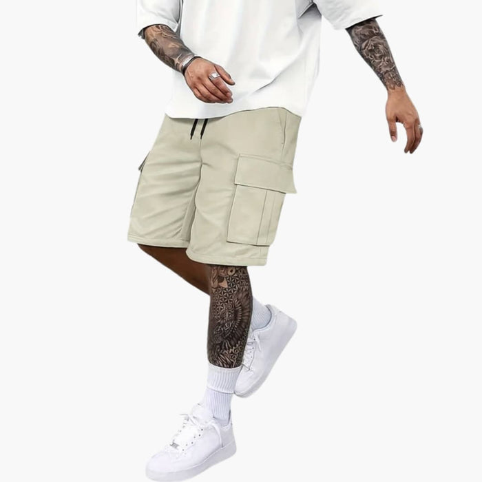 Men's Cargo Shorts with Drawstring and Flap Pockets