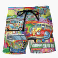 Men’s Board Shorts with Drawstring and Printed Surface