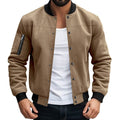 Men’s Bomber Jacket with Zip Pockets and Elastic Cuffs