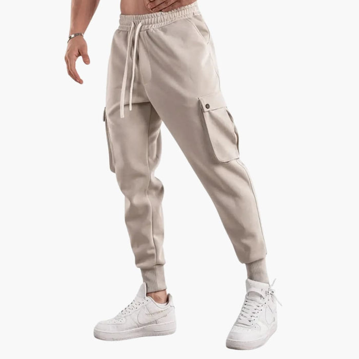 Men’s Cargo Joggers with Elastic Waistband and Side Flap Pockets