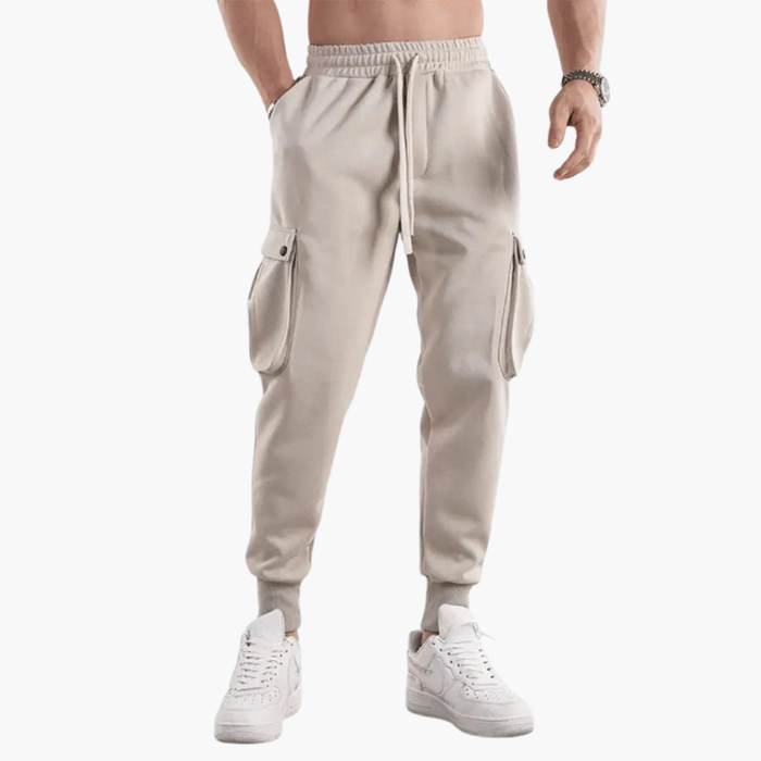 Men’s Cargo Joggers with Elastic Waistband and Side Pockets