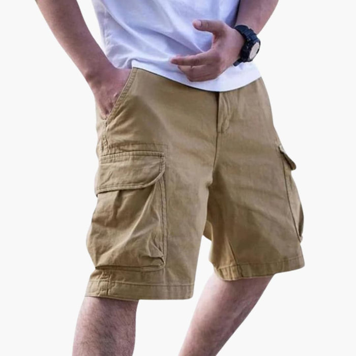 Men's Cargo Shorts with Button and Zipper Closure and Patch Pockets