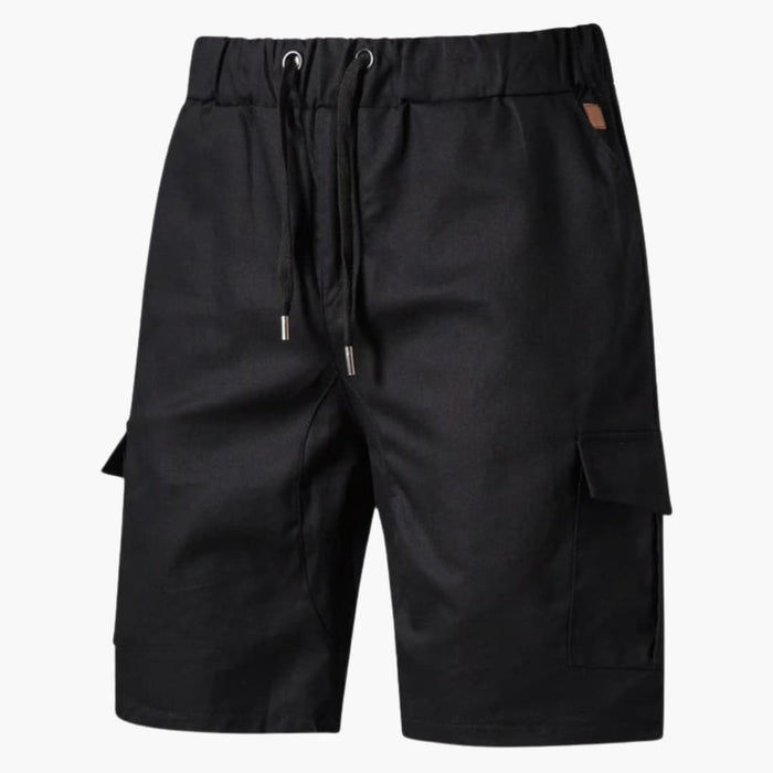 Men's Above-Knee Cargo Shorts with Drawstring and Flap Pockets