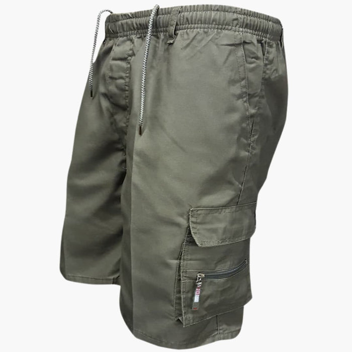 Men's Knee-Length Cargo Shorts with Drawstring and Flap Pockets