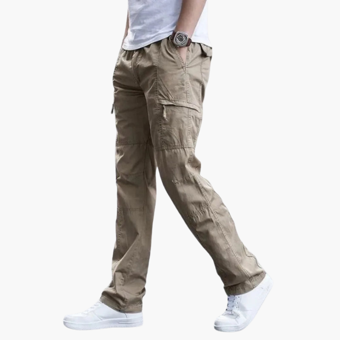 Men’s Cargo Trousers with Side Pockets and Straight Legs