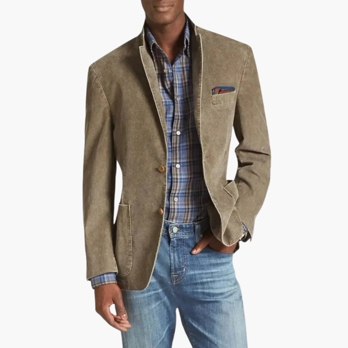 Men's Corduroy Blazer with Notched Lapel