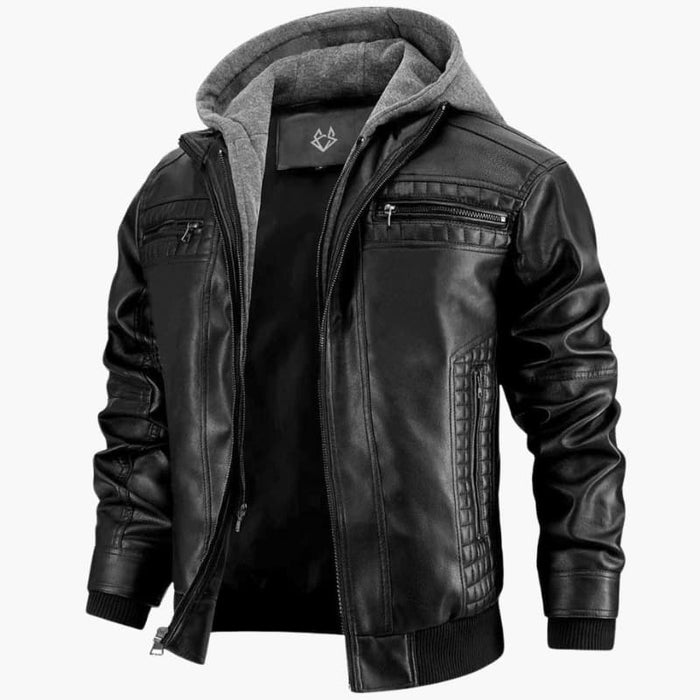 Men’s Hooded Jacket with Zip Fastening and Ribbed Cuffs