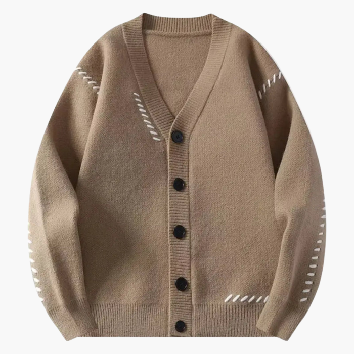 Men’s Knitted Cardigan with V Neck and Front Buttons