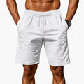 Men's Linen Shorts with Elastic Waist and Straight Hem