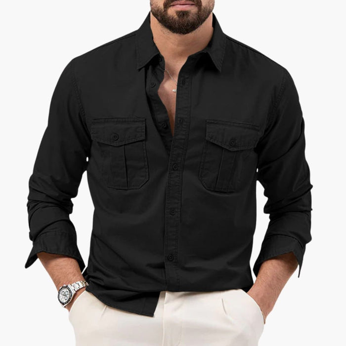 Men’s Long Sleeve Button-Down Shirt with Two Chest Pockets