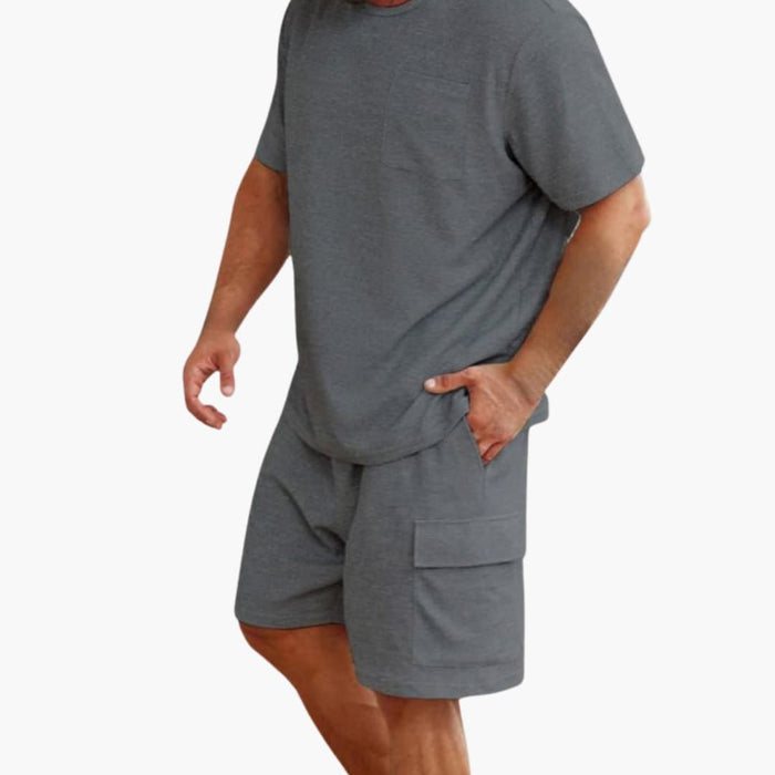 Men's Pocket T-Shirt and Cargo Pocket Shorts Two-Piece Set