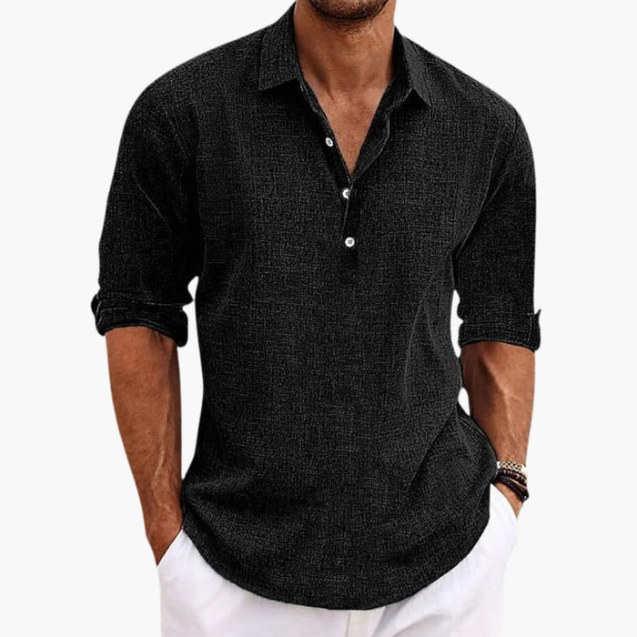 Men's Regular Fit Button-Down Shirt with Collar – Long Sleeve Plain Woven Dress Shirt