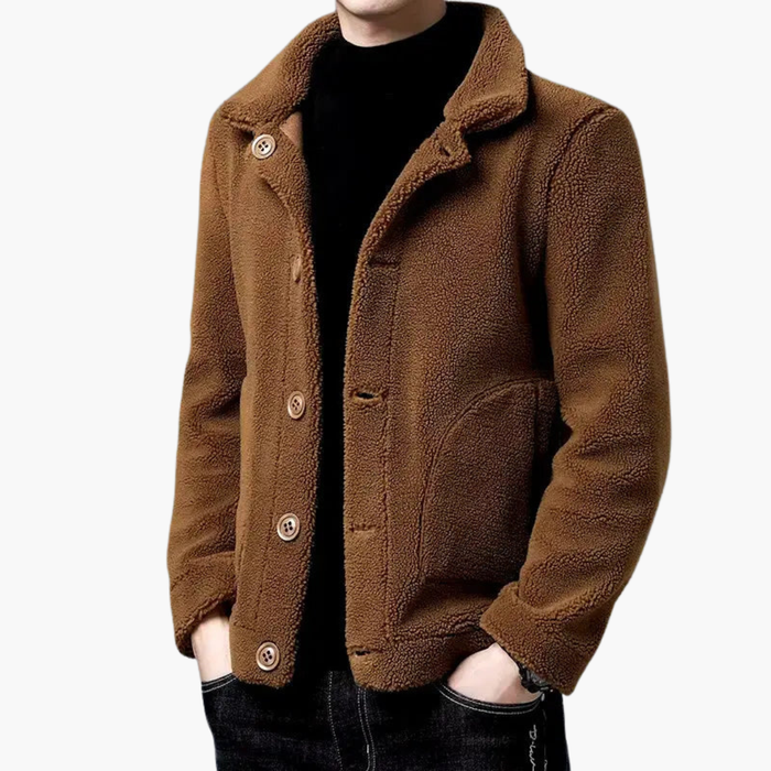 Men’s Short Jacket with Lapel Collar and Front Pockets