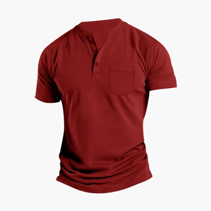 Men's Short Sleeve Henley T-Shirt with Chest Pocket