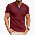 Men’s Short Sleeve Henley T-Shirt with Chest Pocket – Button Neck Top