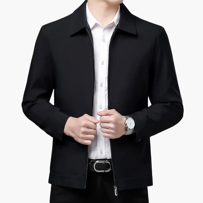 Men’s Slim Fit Jacket with Stand Collar and Zip Closure