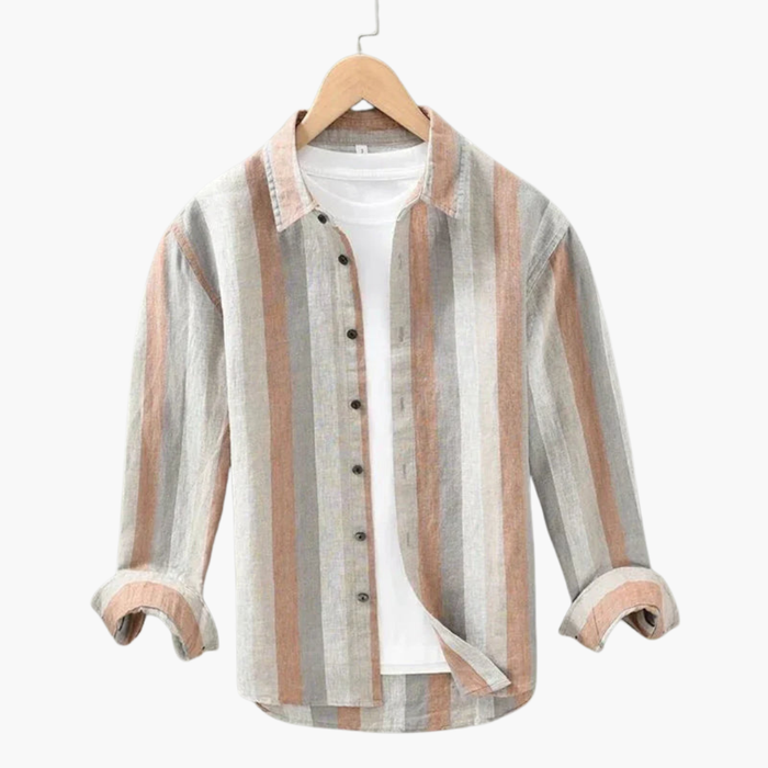 Men’s Striped Shirt with Button Front and Long Sleeves