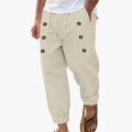 Men’s Summer Trousers with Elastic Waist and Button Details