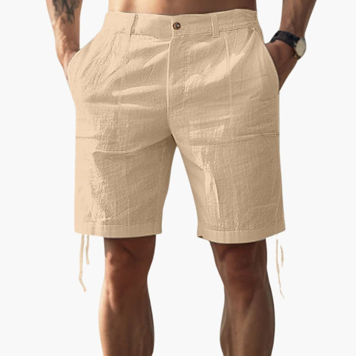 Men's Summer Shorts with Elastic Waist and Straight Hem