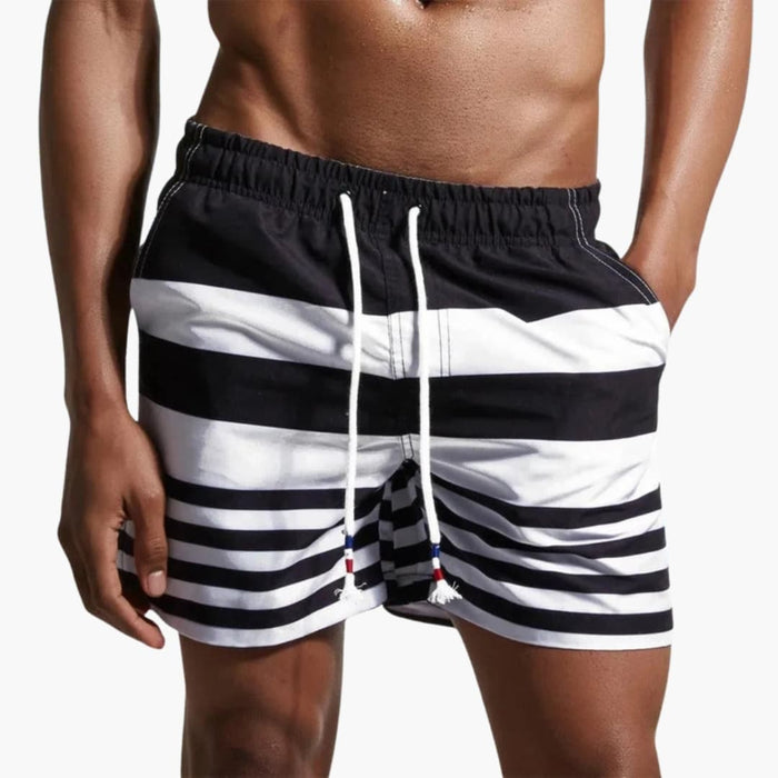Men’s Swim Shorts with Drawstring and Striped Design
