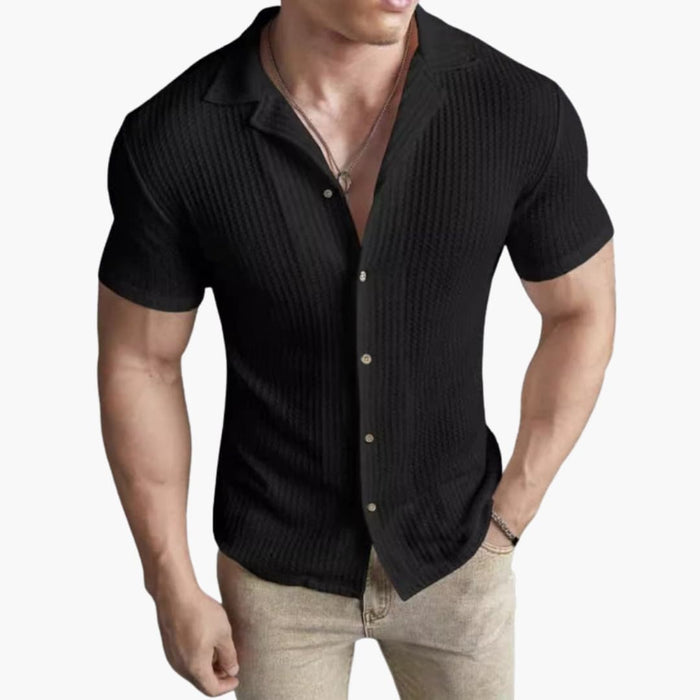 Men’s Waffle Knit Crew Neck Short Sleeve T-Shirt