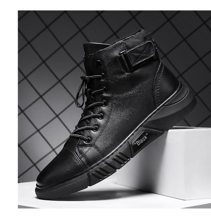 Men's High-Top Lace-Up Trainers with Ankle Strap