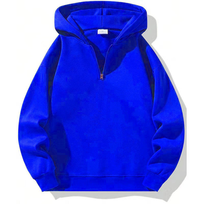 Men's Half-Zip Hooded Sweatshirt with Ribbed Cuffs