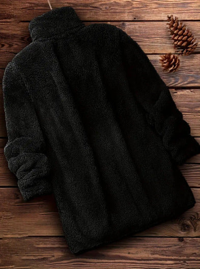 Women's Teddy Fleece Hoodie with High Collar and Pockets