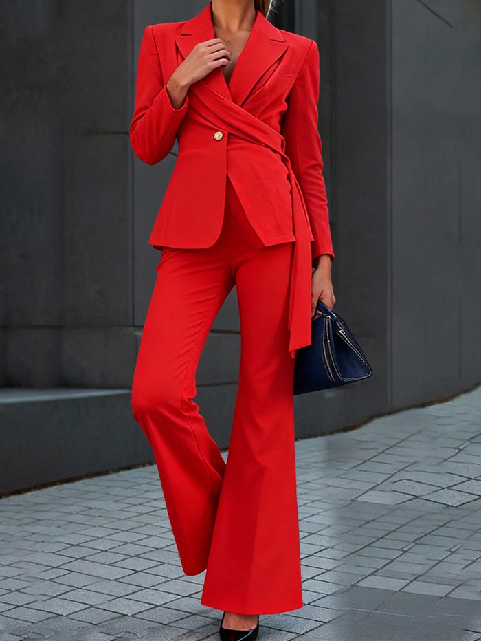 Women's Tailored Blazer and Flared Trouser Set