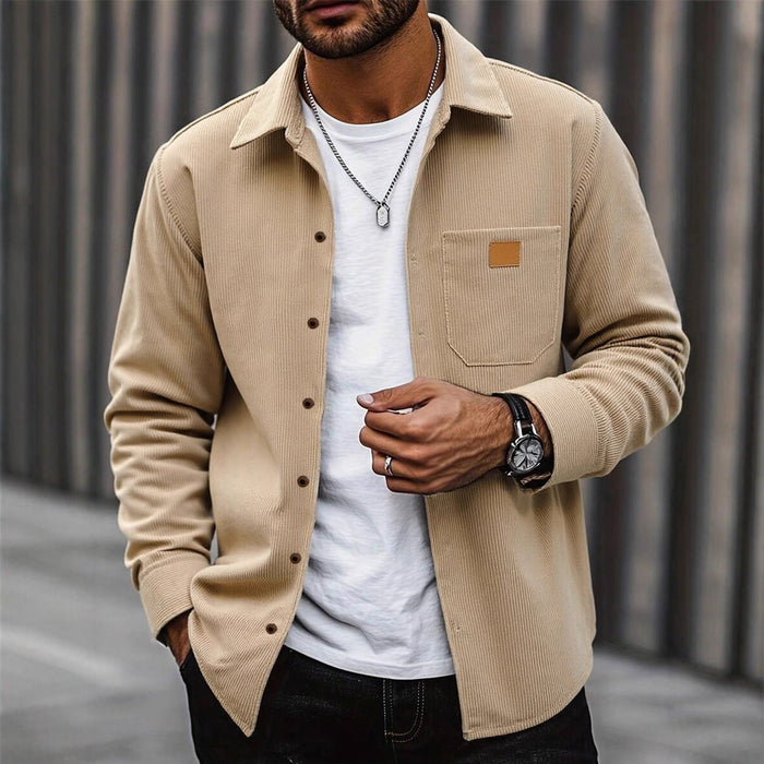 Men's Corduroy Overshirt with Chest Patch Pocket
